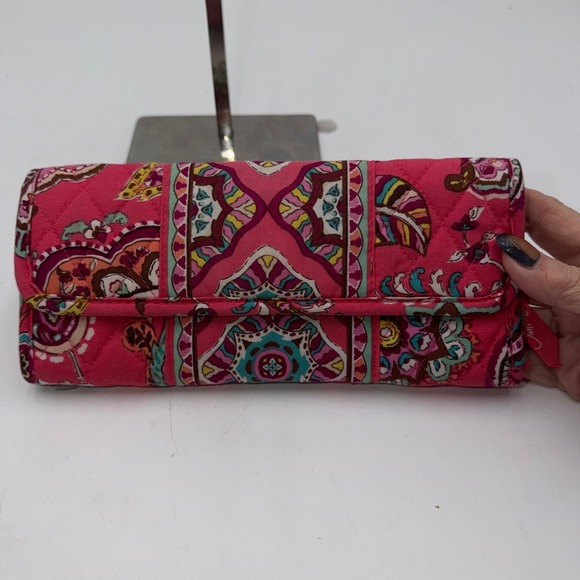 Vera Bradley Tutti Frutti Quilted Cotton Tri-Fold Wallet Clutch with Chain Strap - Picture 5 of 12